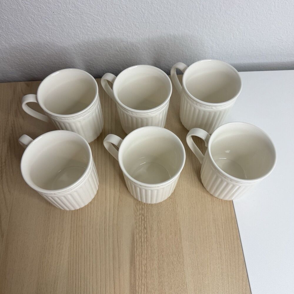Mikasa Italian Countryside Coffee Mugs 3 3/4" Tall DD900 White 10 oz. (Set Of 6) - Picture 2 of 5